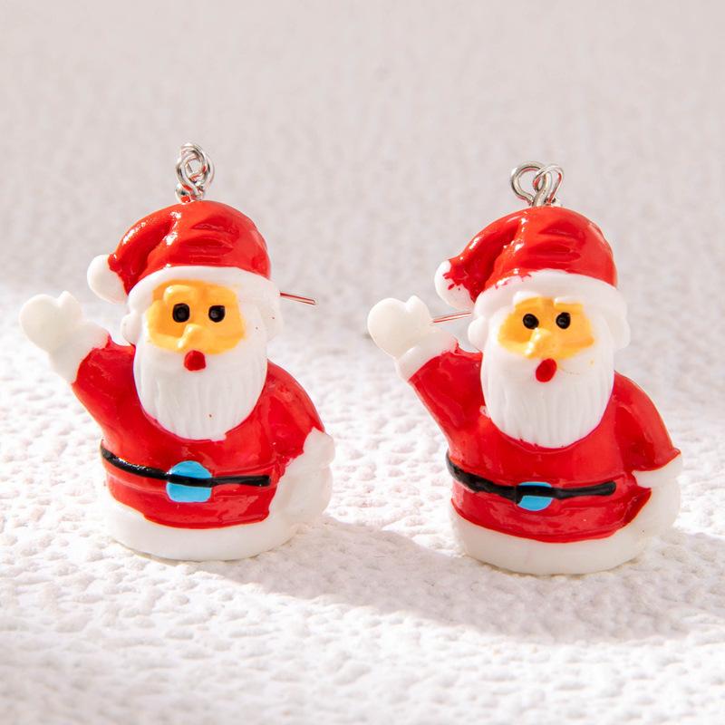Christmas series Christmas tree penguin stud earrings combination set cartoon dripping oil Santa hat Santa Claus earrings female