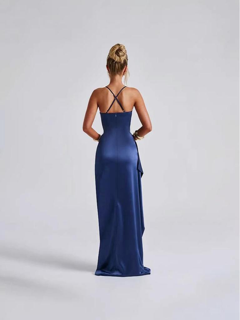 Sommer Elegantes Satin Schlankes Raffiniertes Geschlitztes Kleid