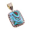Natural Rainbow Calcica Gemstone 925 Solid Silver Two Tone Pendant 1.25'' d0I04