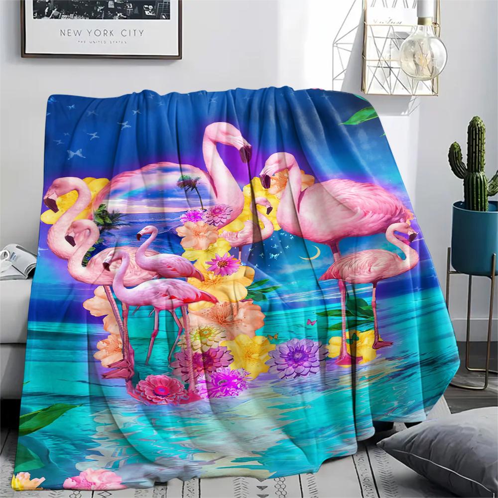 1Pc Flamingo Print Flannel Blanket, High quality Comfortable for All Seasons, Home Decor, Warmth and Comfort, Perfect for Christmas Gifts