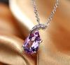 Brazilian Amethyst Heart Crystal Pendant Necklace for Women - Silver Plated Jewelry