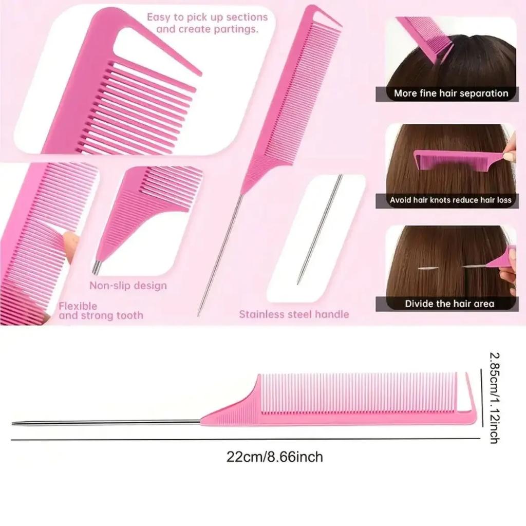 3pcs Styling Comb Set Teasing Comb Triple Teasing Comb Mouse Tail Comb Edge Brushing Hair Tail tool,Special for Real Hair Wigs