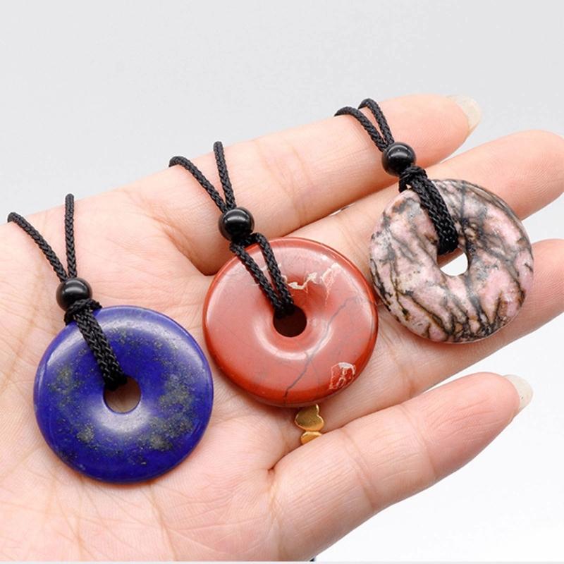 Crystal Agate Pendant Clavicle Chain Adjustable Cold Wind Safety Buckle Necklace
