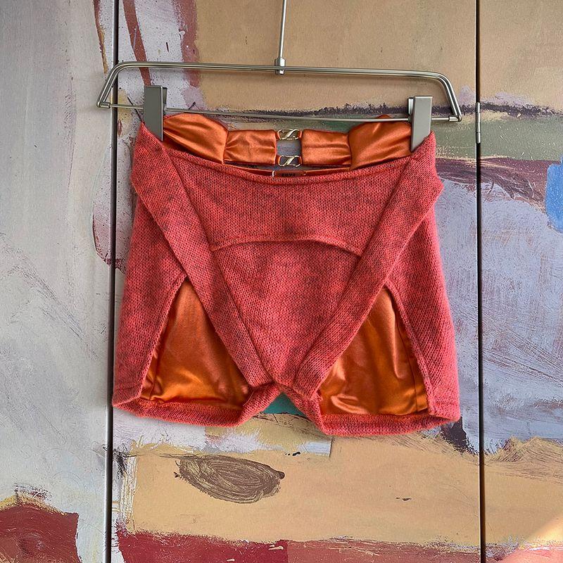 Foreign Trade Original Order RUV * E Anali Orange Red Jumpsuit + Shorts Split Two-piece Set Quaint Shorts