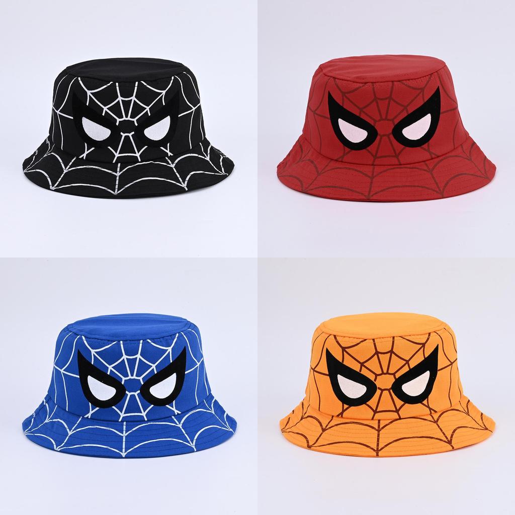 Fisherman Cartoon Spider Hat With Breathable Cotton For Kids Outdoor Casual Wear