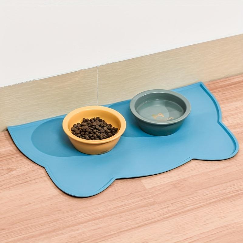Pet Feeding Mat for Dogs & Cats Thin Silicone Waterproof Cat Food Mat with Raised Edge Cat Bowl Mat Cat Placemat