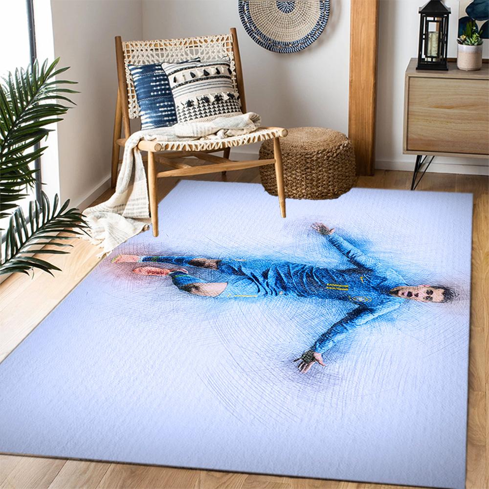 Brazilian Soccer Player Action. Carpet Perfect for Dormitory Kitchen Balcony Foyer Anti-slip Rug Decorate Offices Perfect Birthday/Christmas Gift Idea