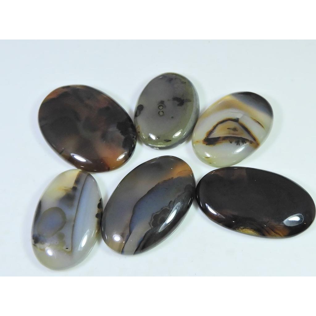 06Pcs Natural Montana Agate Oval Cabochon Loose Gemstone 230Cts. Lot C-488