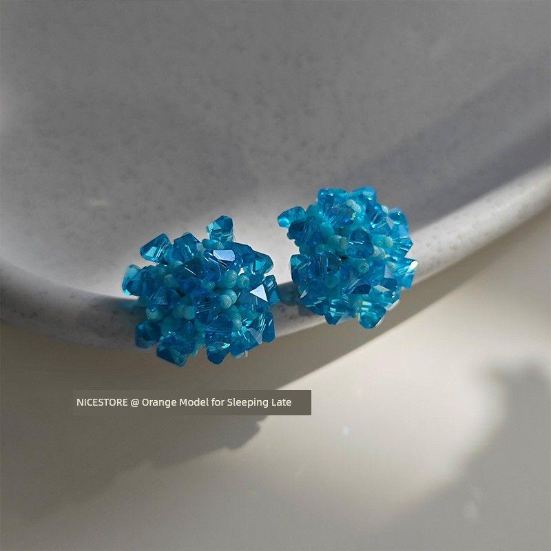 

Позднецветущий платикодон крупноцветковый Broken Ice Blue Летние прохладные голубые серьги-подвески с бисером в стиле для отпуска для женщин