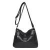 Large Capacity Women's Solid Color Soft Leather Shoulder Bag Multi-Layer Crossbody Bag Multi-Functional Travel Underarm Bag
