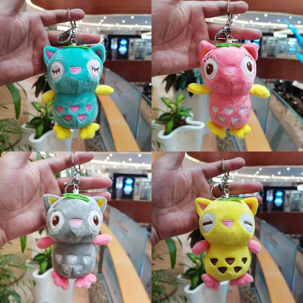 Colorful Cat Owl Plush Keychain Adorable Stuffed Toy For Bags And Cars