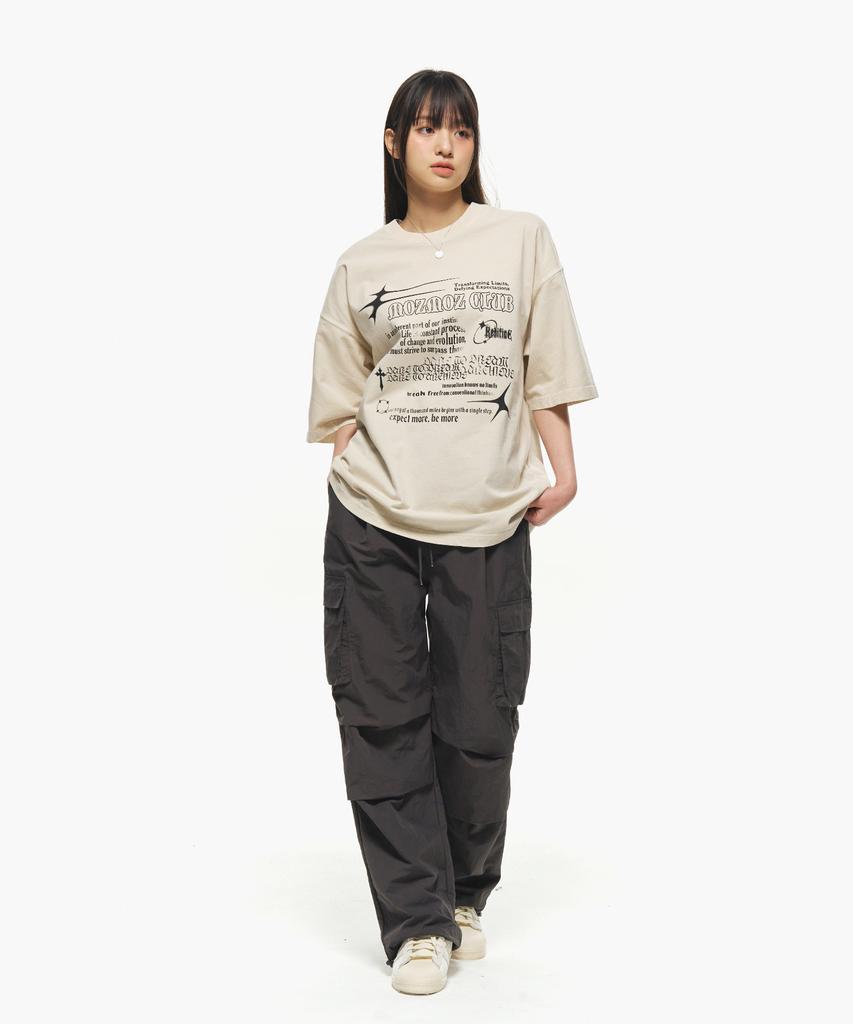 MOZMOZ Parachute Nylon Cargo Pants Charcoal