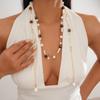 Imitation Pearl Tiger's Eye Stone Beaded Long Stacked Sweater Chain Autumn and Winter Elegant Fashion Necklace