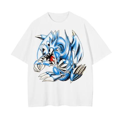 Blue Eyes White Dragon Printed T Shirts Men Harajuku Anime Yu Gi Oh T-shirt Oversized Casual Fashion Streetwear Y2k Tops Tees