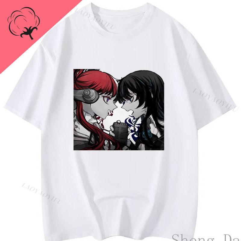 Ropa De Mujer Double Side Style Printed Ado T Shirt ADO Blue Rose Graphic T Shirts Streetwear Crewneck Cotton Tops S