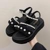 Fashion Outdoor Open Toe Pearl Sandals for Women Roman Style Platform Woman Shoes Summer 2025 Comfortable New Breathable Fashion Sandal
