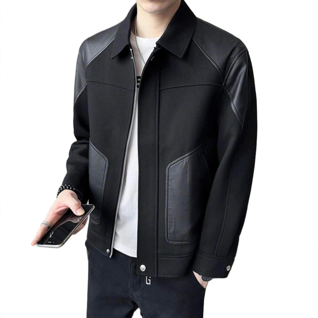 Ruffian Handsome Splicing Jacket Jacket Men's Trendy Brand Lapel On Clothes Spring, Autumn and Winter 2025 New Models