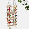 Colorful Wooden Parrot Chew Toys Hanging Bite Resistant Parrot Swing Toy with Bells Multi Layer Beads Bird Toys Cage Stand