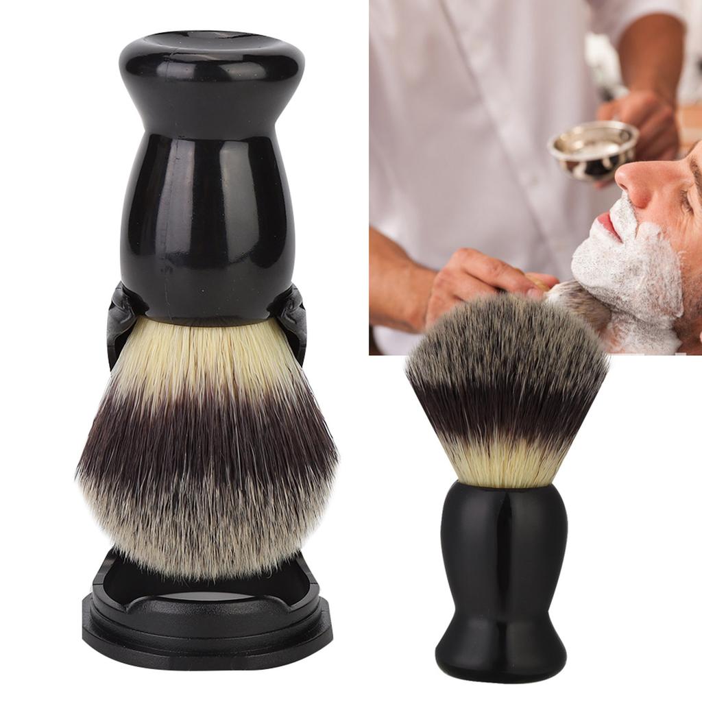 Black Acrylic Shaving Brush Holder Support Beard Brush Shaving Tool (Beard Brush+Holder)