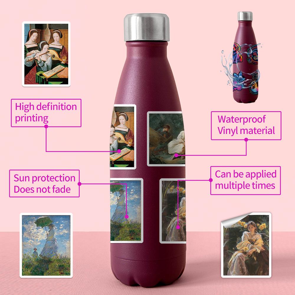 Retro Oil Painting Graffiti Stickers - 50/100 Sheets Waterproof Decorative Stickers for Stationery and Water Bottles