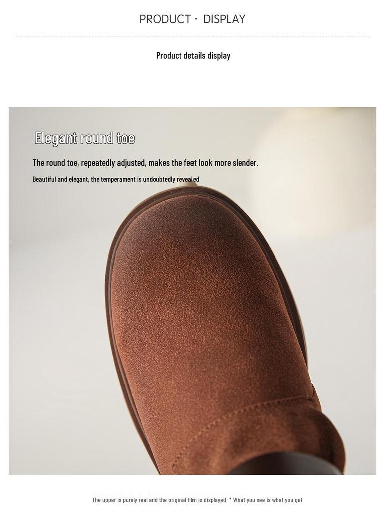 Women's Vintage Round Toe Leather Ankle Boots - Thick Sole, Chunky Heel, Short Tube for Autumn/Winter