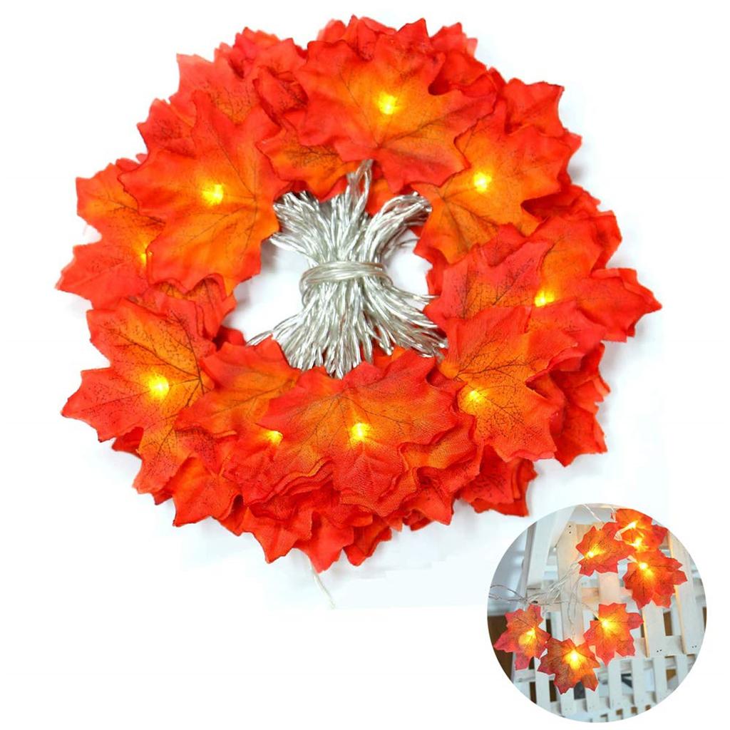 Fall Maple Leaves String Lights, 14Ft Maple Garland 30 Led Lighted Fall Garland For Halloween Thanksgiving Christmas Decor