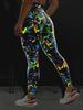 New Luminous High-Waist Yoga Pants - European & American Peach Print Sports Leggings for Women