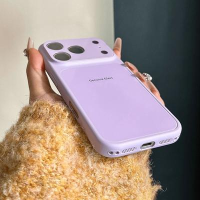 Luxury Macaron Large Window Bumper Case For iPhone 17 Air 16 15 14 13 12 11 Pro Max Plus Shockproof Candy Glass Armor Back Cover