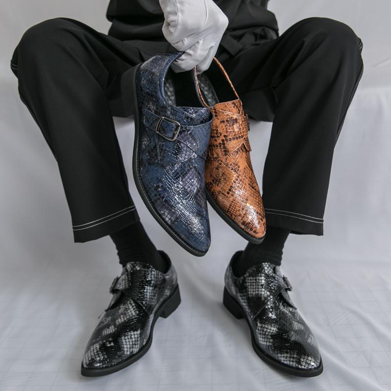 Men Printing Monks Loafers Shoes Wedding Party Shoes Casual Formal Business Leather Dress Prom Nightclub Shoes Plus Size