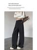 Aixuan Off-White Wool Wide-Leg Casual Pants - Women's High-End Straight-Leg Draped Pants for Autumn 2025