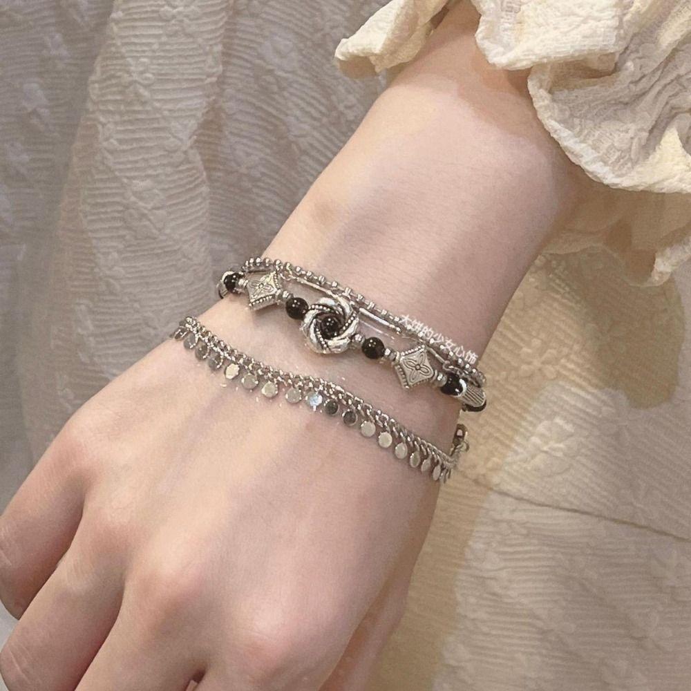 Delicate Ethnic Style Bracelet Flower Beads Bangles Elegant Retro Multilayer Bracelet  Gift