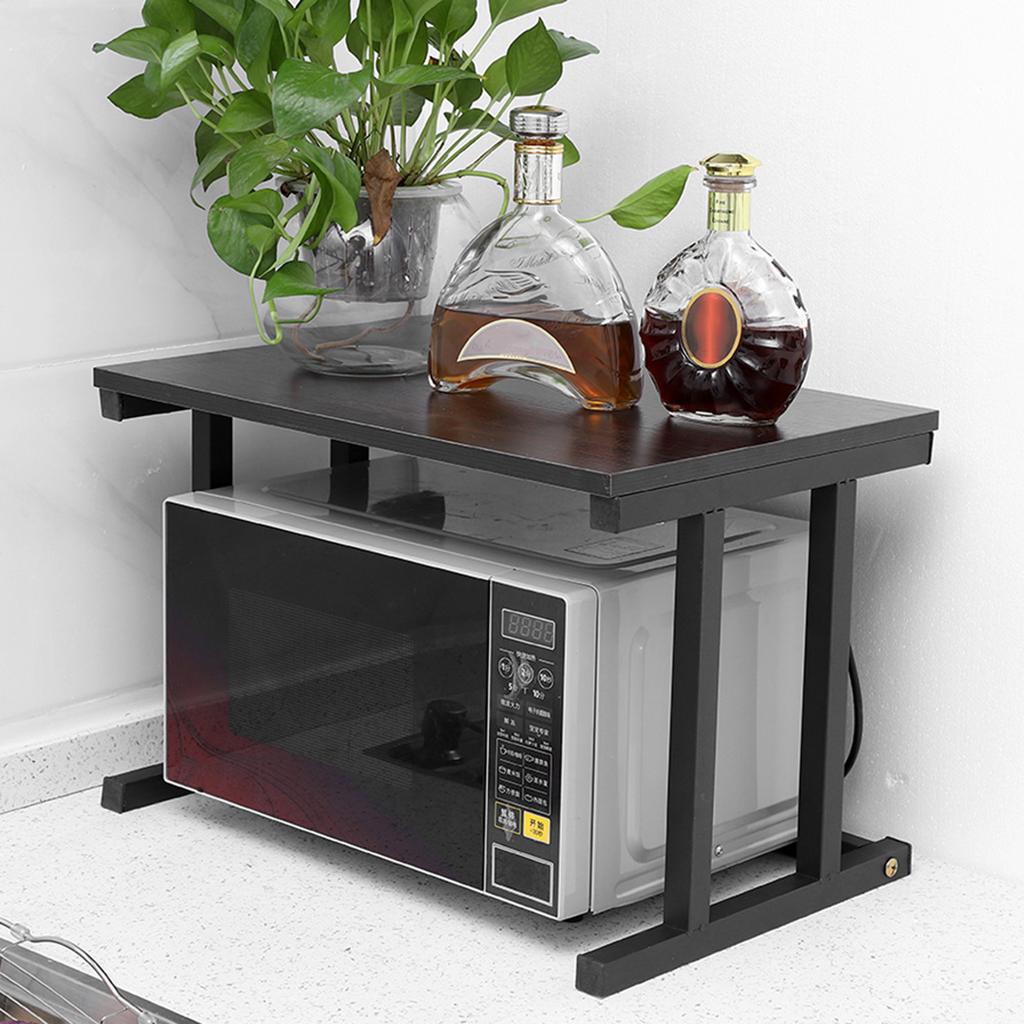 Holz Mikrowelle Stand Rack 2 Schichten Lagerung Racks Küche Schrank Zähler Regal(Schwarz)