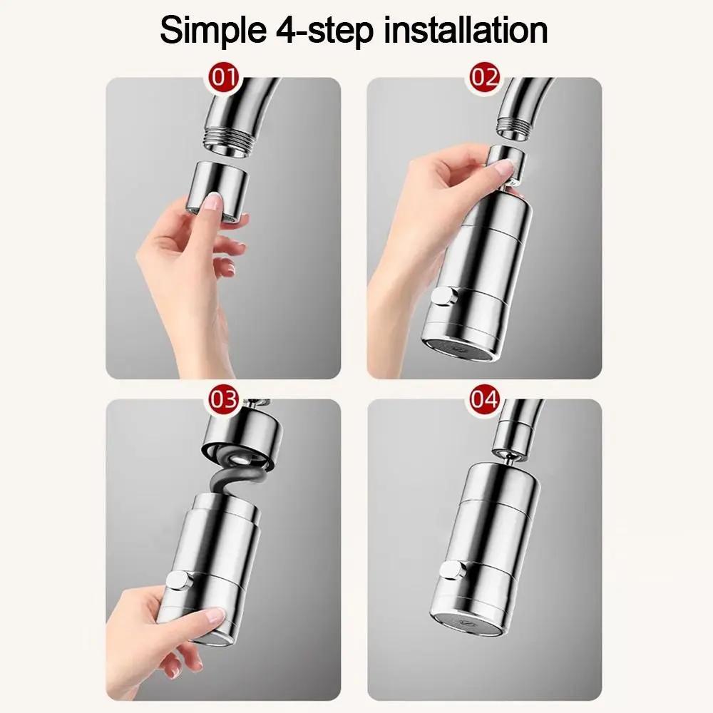 Anti-splash Kitchen Faucet Nozzle Water Saving 2-Mode Adjustable Splash Proof Faucet 360°Rotation Tap Spray Water Outlet Taps