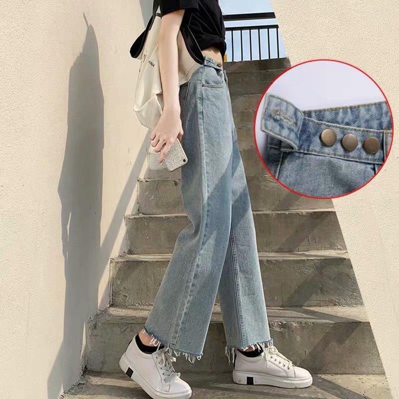 

Wide-leg jeans women s loose pants autumn new trousers slim high-waisted straight-leg pants floor-mopping pants 2XL