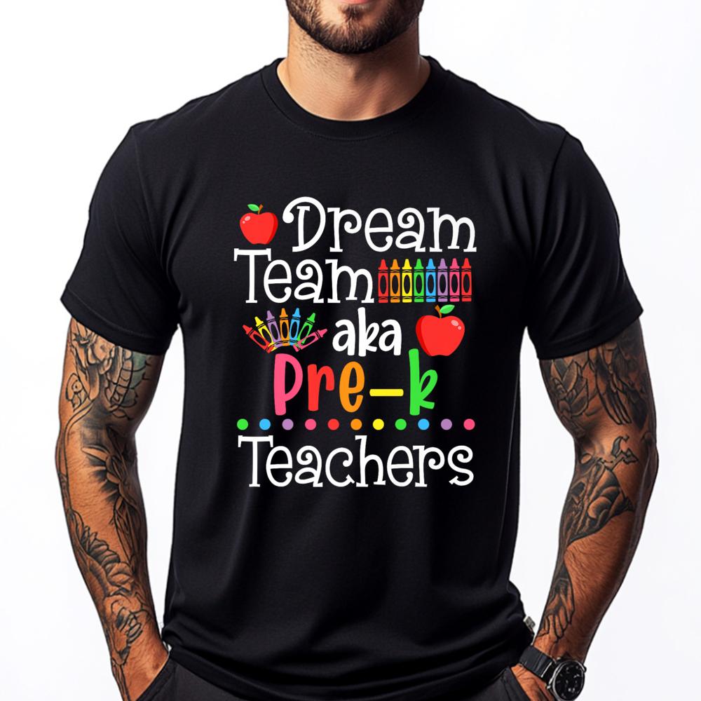 Dream Team Aka Vorschullehrer Shirt Zurück zur Schule Herren Grafik T-Shirts Kurzarm T-Shirt Herren Große Größe Vintage