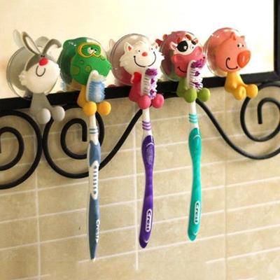 Newest 3D Cartoon Animal Cute Sucker Toothbrush Wall Holder Suction Cup Bathroom