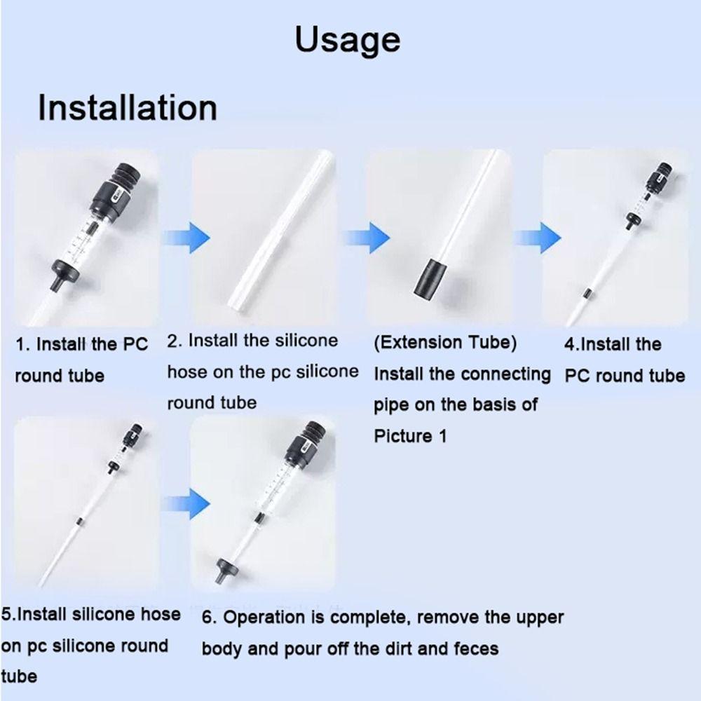 Kunststoff Fischbecken Kotabsaugwerkzeug Abnehmbar Starke Saugkraft Fischbecken Wasserwechselwerkzeug mit Verlängerungsrohr