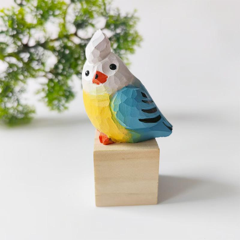 Handgefertigter bemalter Phönix-Vogel aus Massivholz zur Dekoration von Zuhause oder Büro