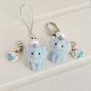 Soft Flocking Blue Elephant Keychain Lovely Animal Designs Sturdy Keyring for Kids Adults