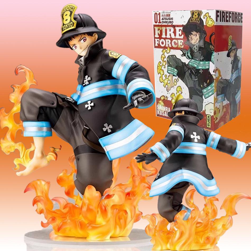Anime Shinra Kusakabe Figur Szene Fire Force Spezialeffekt Blut Desktop-Puppe Actionfigur Sammlung Geschenke