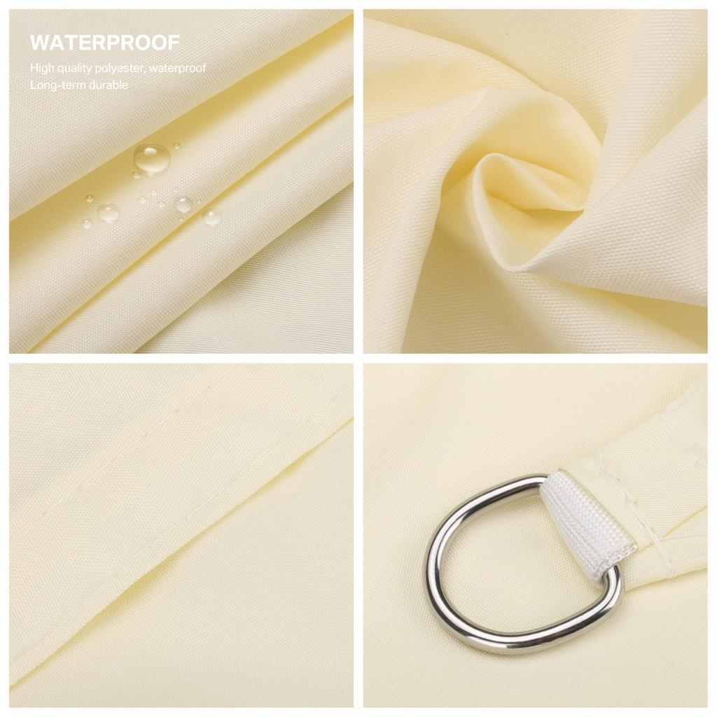 Beige Heavy Duty Sun Shade Sail Rectangle Triangle Canopy Cloth Waterproof Awning UV Resistant Carport Patio Outdoor Sunscreen