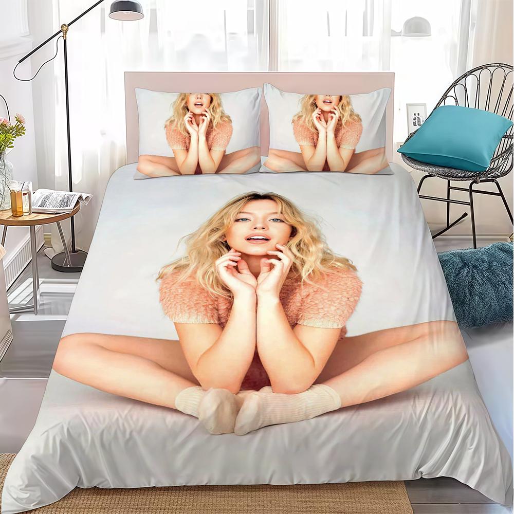 Sydney S-Sweeney Duvet Cover Set Home Style Bedding Soft Laundry Cotton Bed 3 Piece Set Student Dormitory Gift