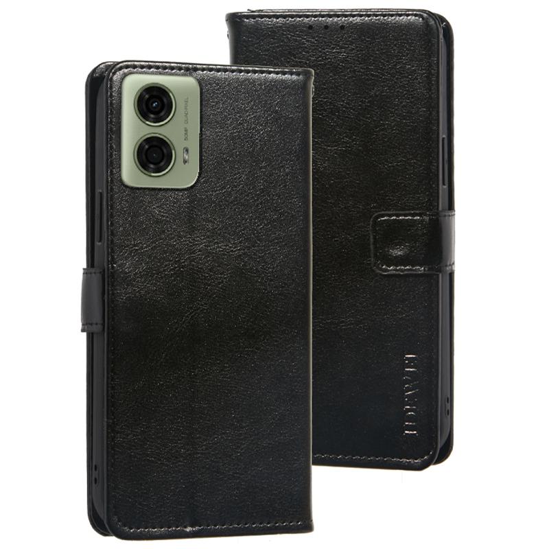 

IDEWEI For Motorola Moto E14 4G/G04 4G/G04s 4G/G24 4G Case Folio Leather Phone Cover Crazy Horse Texture C