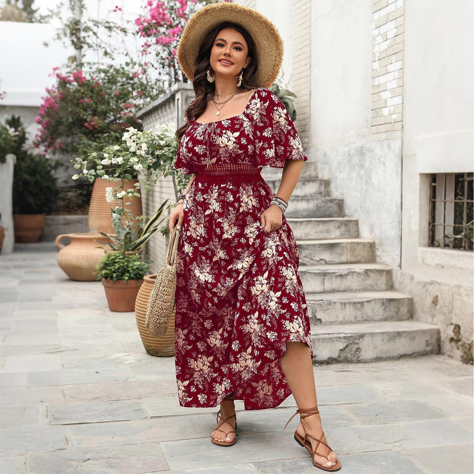 

Женская мода Темперамент Элегантные повседневные платья с завышенной талией XL красный