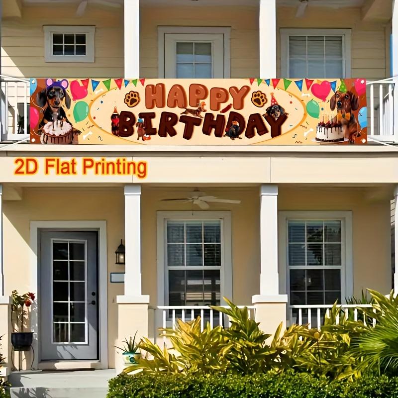 Happy Birthday Dachshund Dog Banner, Dog Motif Design, Polyester Outdoor Indoor Celebration Decoration