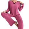 Bestseller Flanell Rippen Damen Homewear: Stilvolles, gemütliches Pyjama-Set für drinnen & draußen