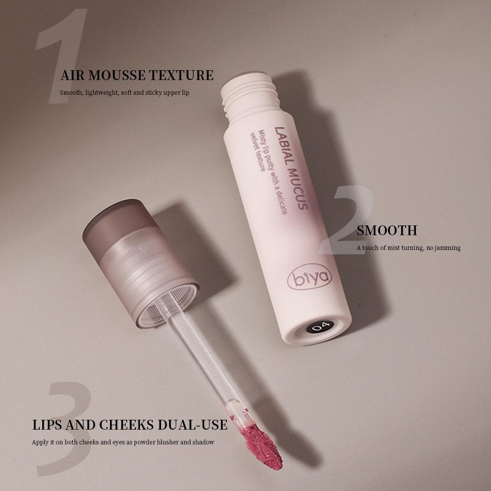 Biya Mousse Lip Mud Texture Matte Velvet Bright And Long-lasting Color Not Easy To Stick To Cups Lip Gloss