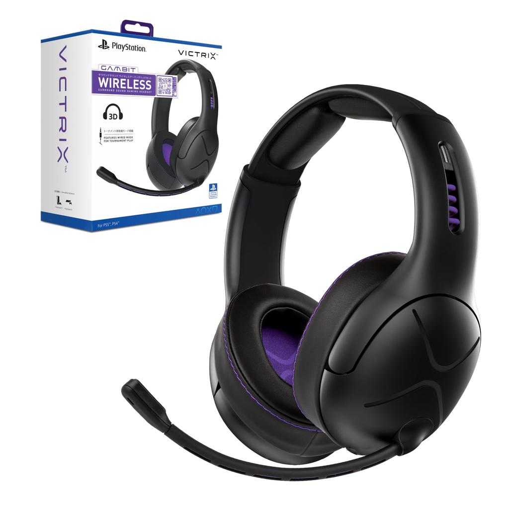 Officially Licensed Sony Product: PDP Victrix Gambit PS5 Gaming Headset, Wireless/Wired, Black, with Mic [Official Japanese Product]