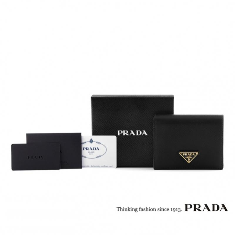 Prada Saffiano Dreieck Logo Kleines Portemonnaie 2 Fächer 1mv204 Qhh F0002