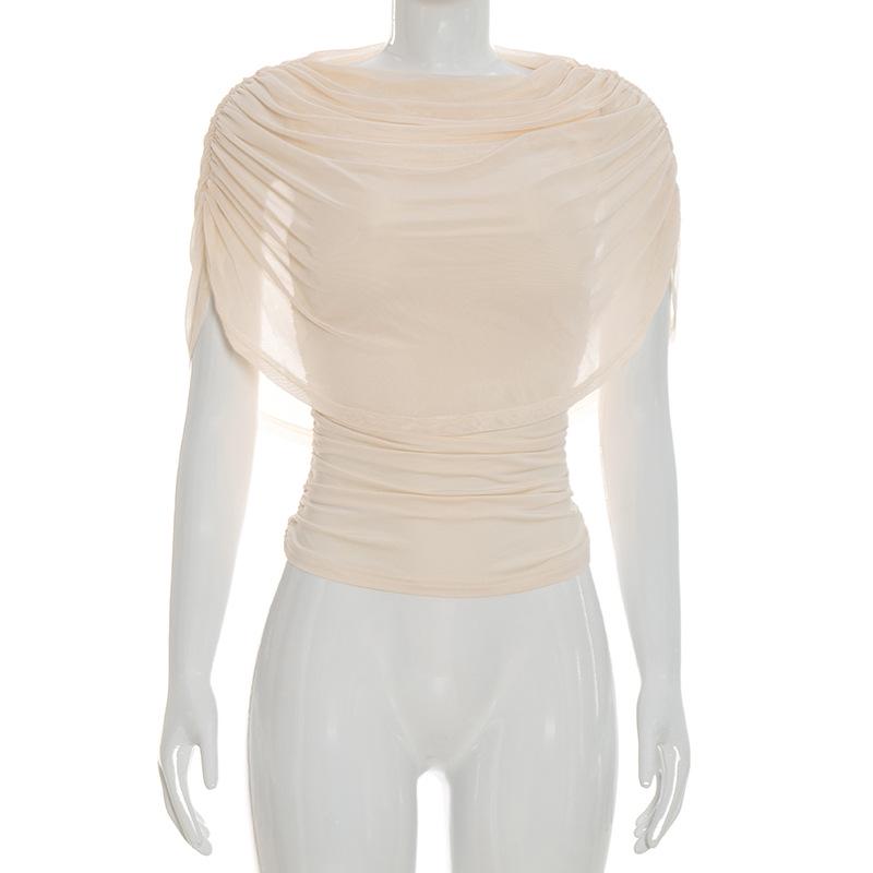 European Style Women's Solid Sleeveless Scarf Collar Top